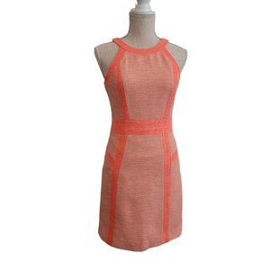 Milly Coral Orange Tweed Woven Lined Mini Dress Size 0